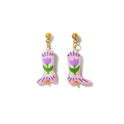 Cute Fruit Stud Earrings For Women, Electroplated Ceramics With 18K Gold Plated Finish