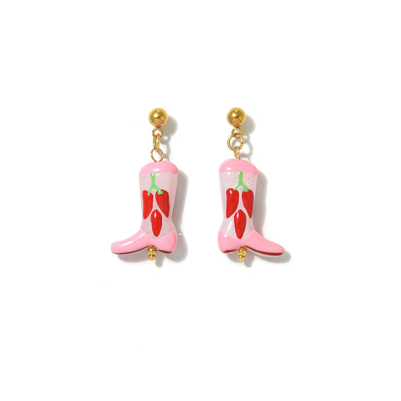Cute Fruit Stud Earrings For Women, Electroplated Ceramics With 18K Gold Plated Finish