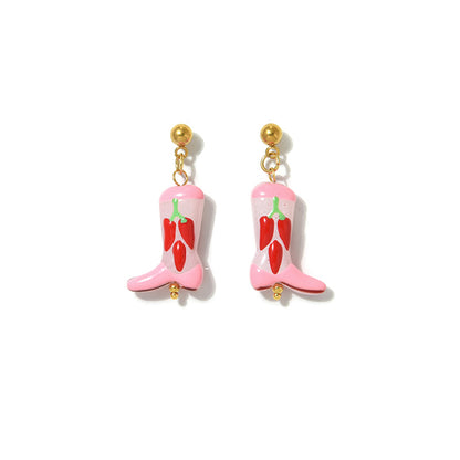 Cute Fruit Stud Earrings For Women, Electroplated Ceramics With 18K Gold Plated Finish