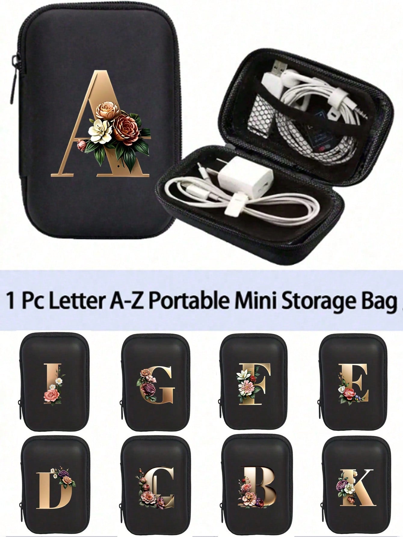 Unisex Square Polyester Digital Bag Featuring Letter Pattern, Waterproof Small Square Bag
