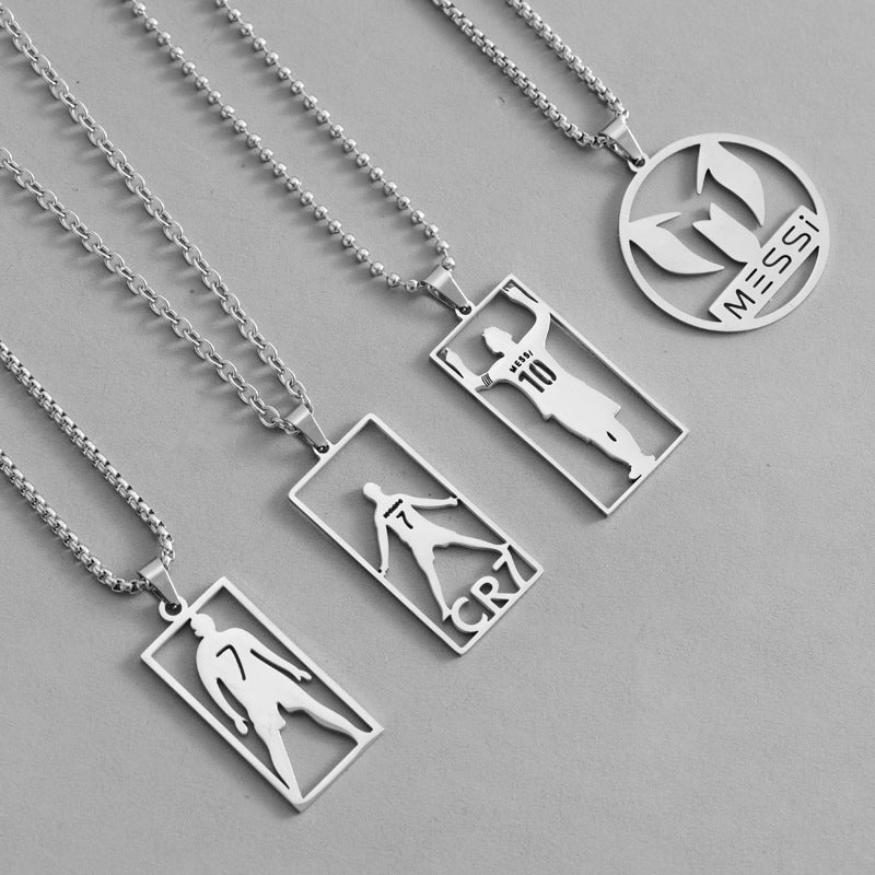 Hip-Hop Style Football Necklace For Unisex Featuring Steel Color, Perfect For Football World Cup Fans