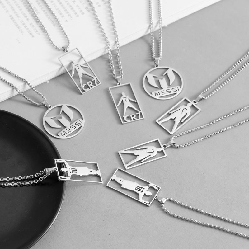 Hip-Hop Style Football Necklace For Unisex Featuring Steel Color, Perfect For Football World Cup Fans