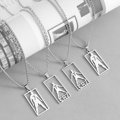 Hip-Hop Style Football Necklace For Unisex Featuring Steel Color, Perfect For Football World Cup Fans