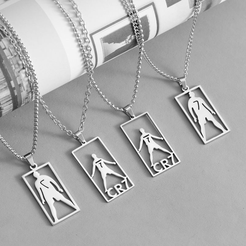 Hip-Hop Style Football Necklace For Unisex Featuring Steel Color, Perfect For Football World Cup Fans