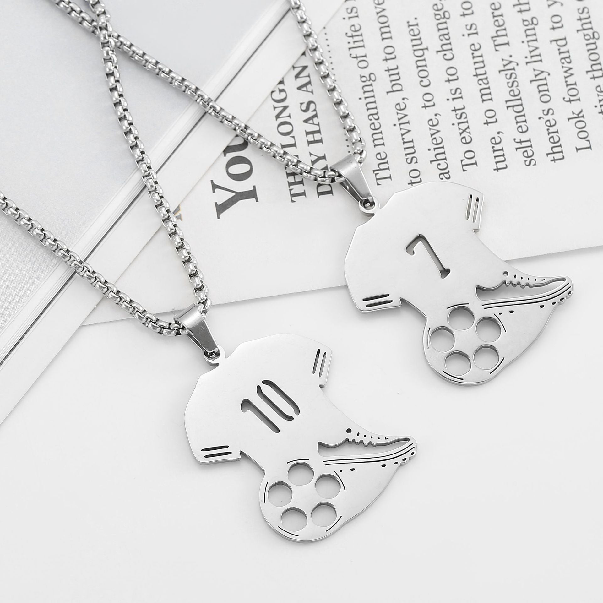 Football Player Necklace For Football World Cup Made Of Durable Titanium Steel
