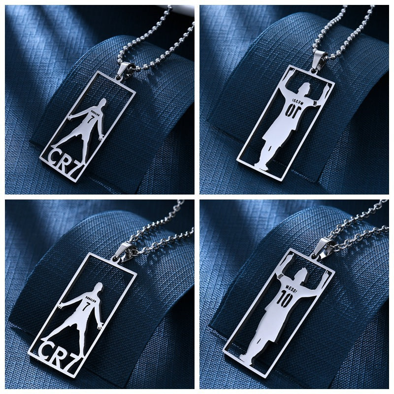 Hip-Hop Style Football Necklace For Unisex Featuring Steel Color, Perfect For Football World Cup Fans