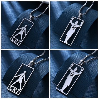 Hip-Hop Style Football Necklace For Unisex Featuring Steel Color, Perfect For Football World Cup Fans