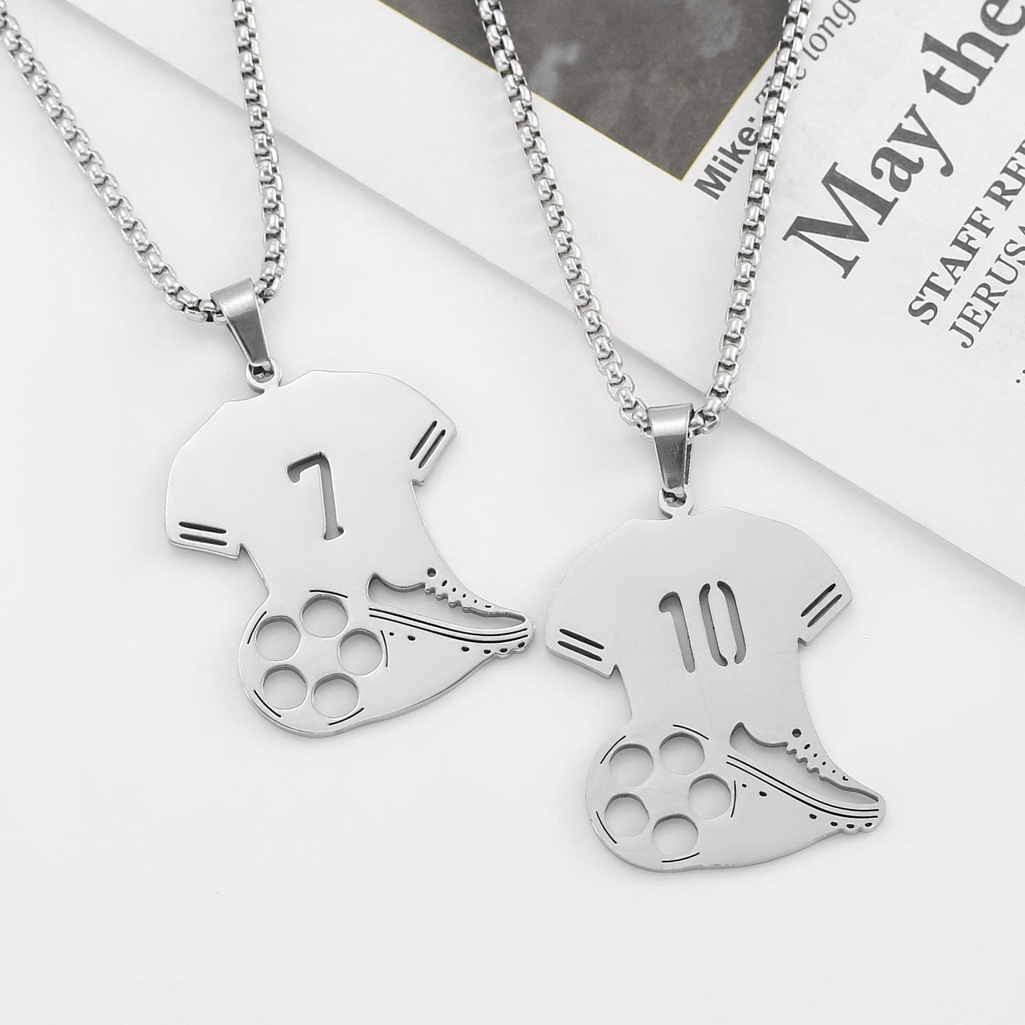 Football Player Necklace For Football World Cup Made Of Durable Titanium Steel