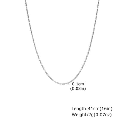 Solid Color Necklace For Unisex Featuring Waterproof Non Tarnish 201 Stainless Steel With 18K Real Gold Plated Box Chain