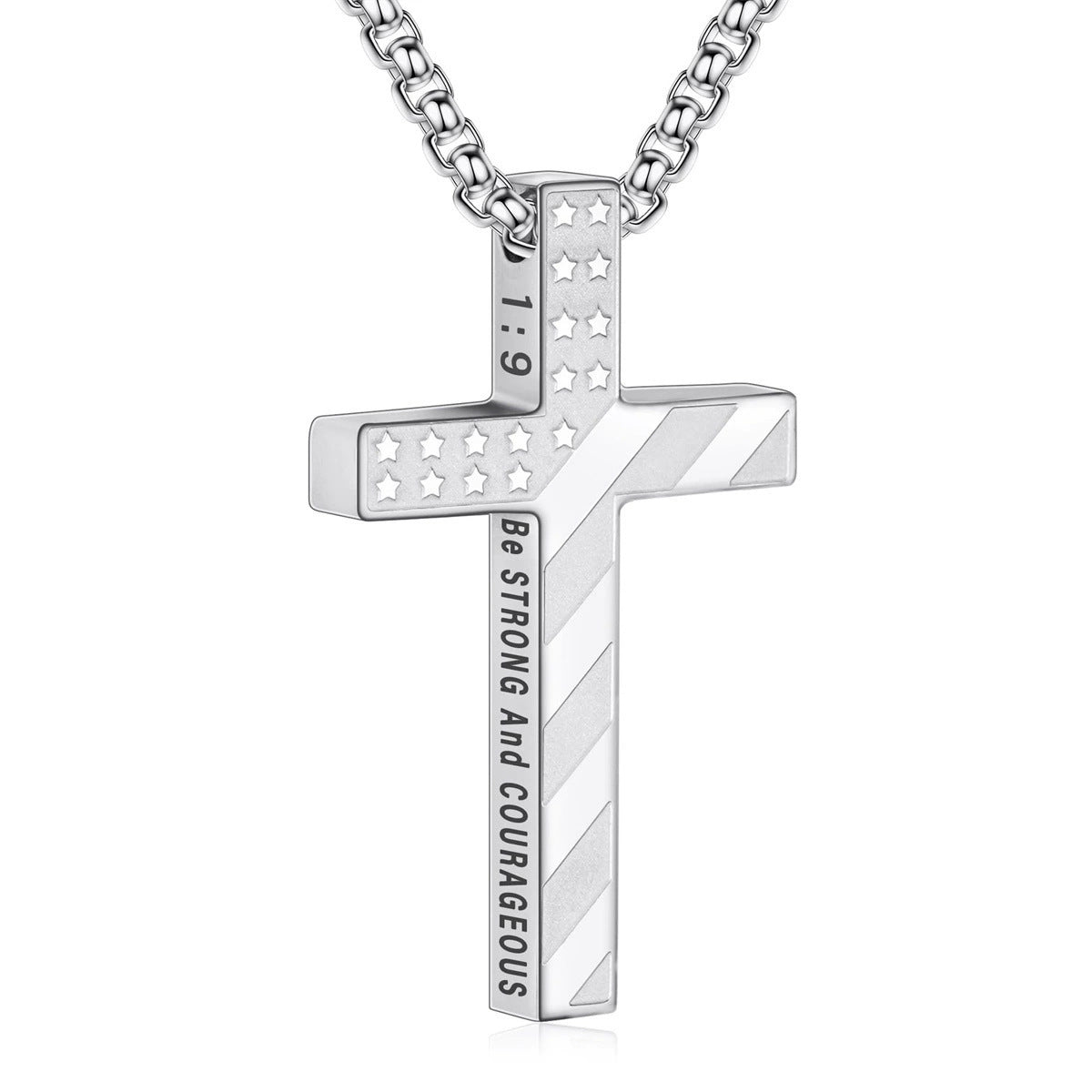 Hip-Hop Style Cross Necklace For Men And Women, Made Of Durable Titanium Steel In Silver