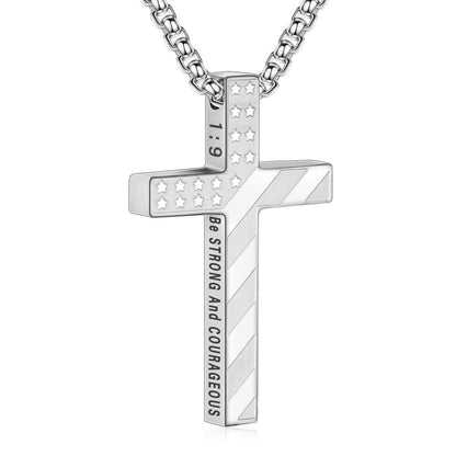 Hip-Hop Style Cross Necklace For Men And Women, Made Of Durable Titanium Steel In Silver