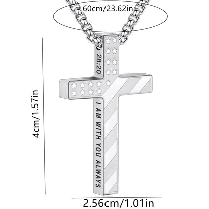 Hip-Hop Style Cross Necklace For Men And Women, Made Of Durable Titanium Steel In Silver