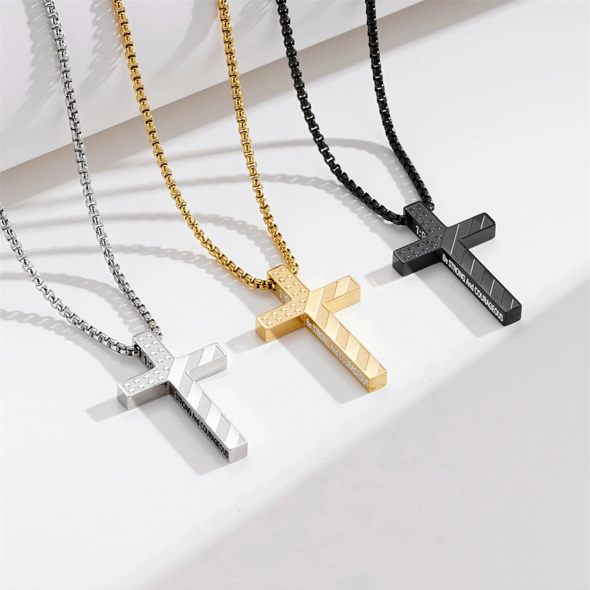 Hip-Hop Style Cross Necklace For Men And Women, Made Of Durable Titanium Steel In Silver