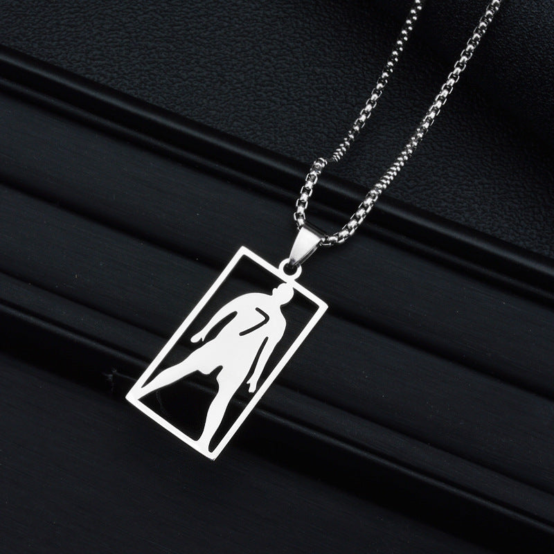 Hip-Hop Style Football Necklace For Unisex Featuring Steel Color, Perfect For Football World Cup Fans