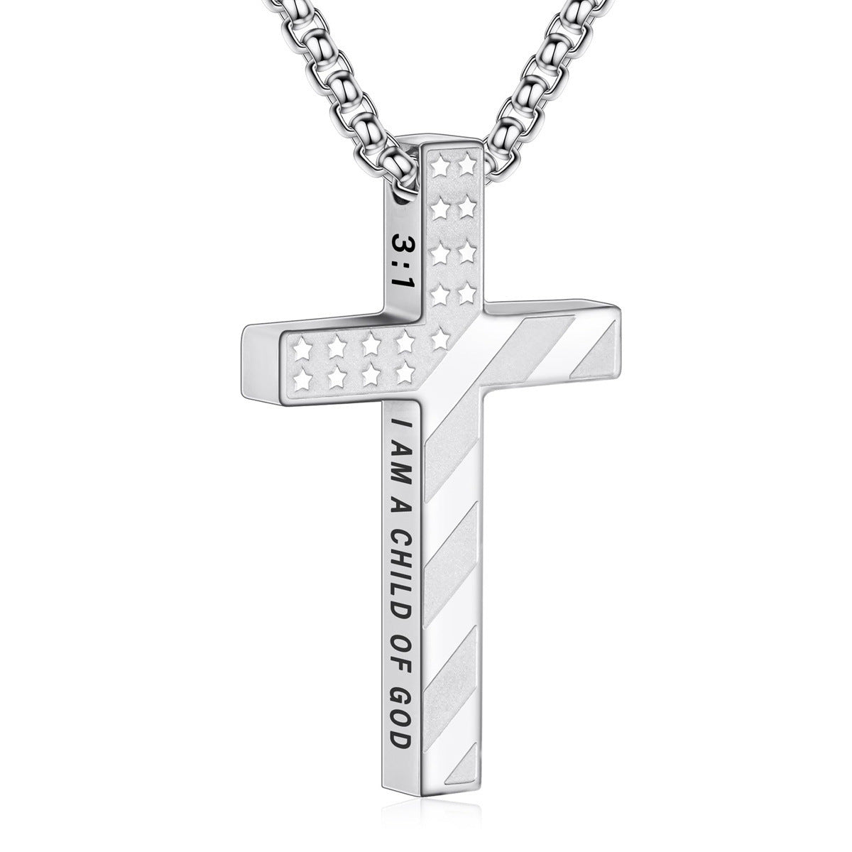 Hip-Hop Style Cross Necklace For Men And Women, Made Of Durable Titanium Steel In Silver