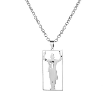 Hip-Hop Style Football Necklace For Unisex Featuring Steel Color, Perfect For Football World Cup Fans