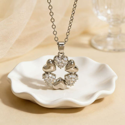Heart Shape Necklace For Women In Copper With Zircon Inlay