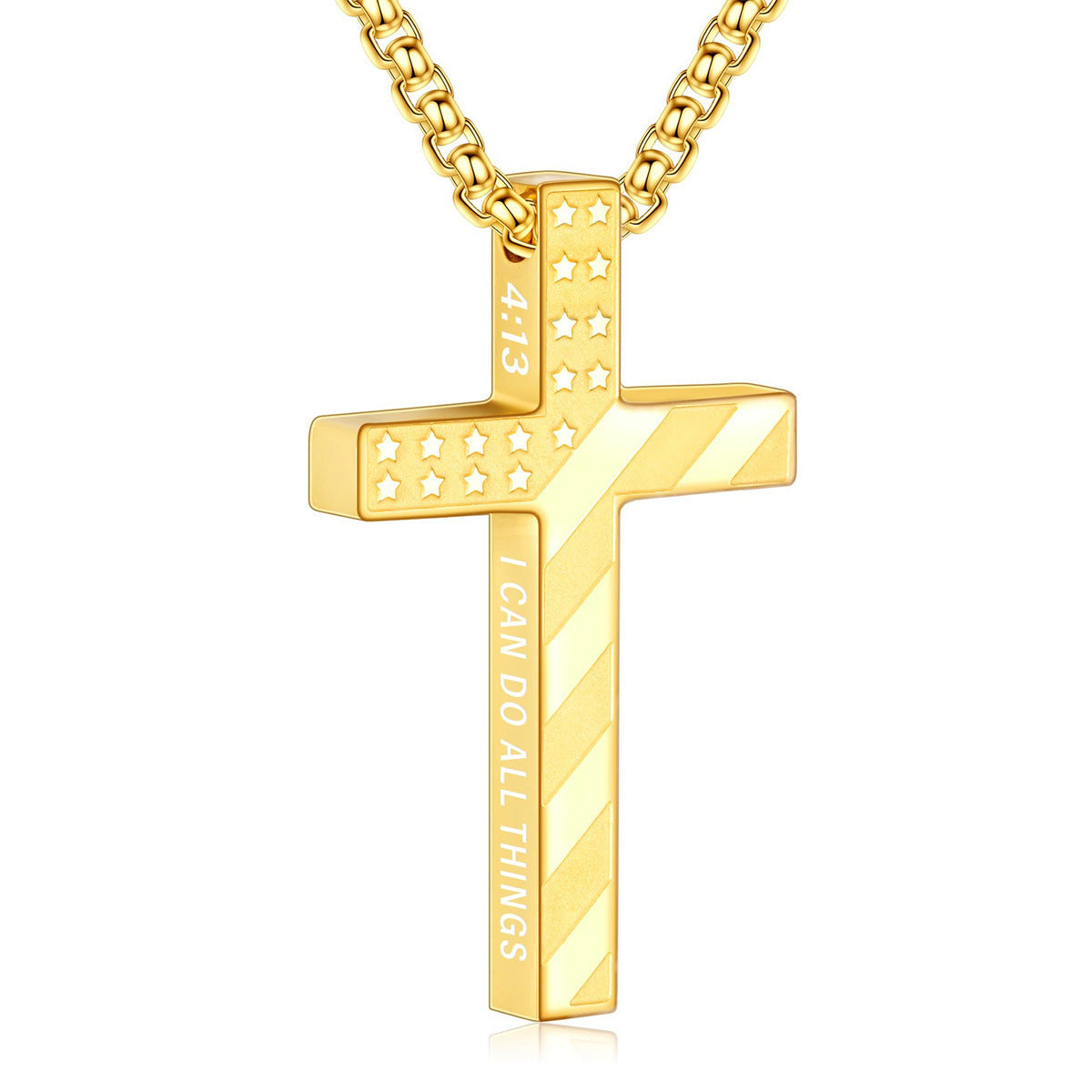 Hip-Hop Style Cross Necklace For Men And Women, Made Of Durable Titanium Steel In Silver