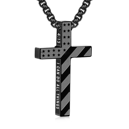 Hip-Hop Style Cross Necklace For Men And Women, Made Of Durable Titanium Steel In Silver