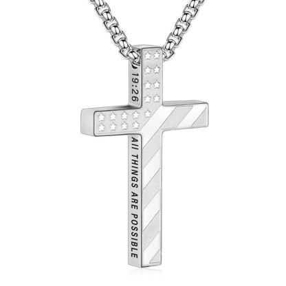 Hip-Hop Style Cross Necklace For Men And Women, Made Of Durable Titanium Steel In Silver