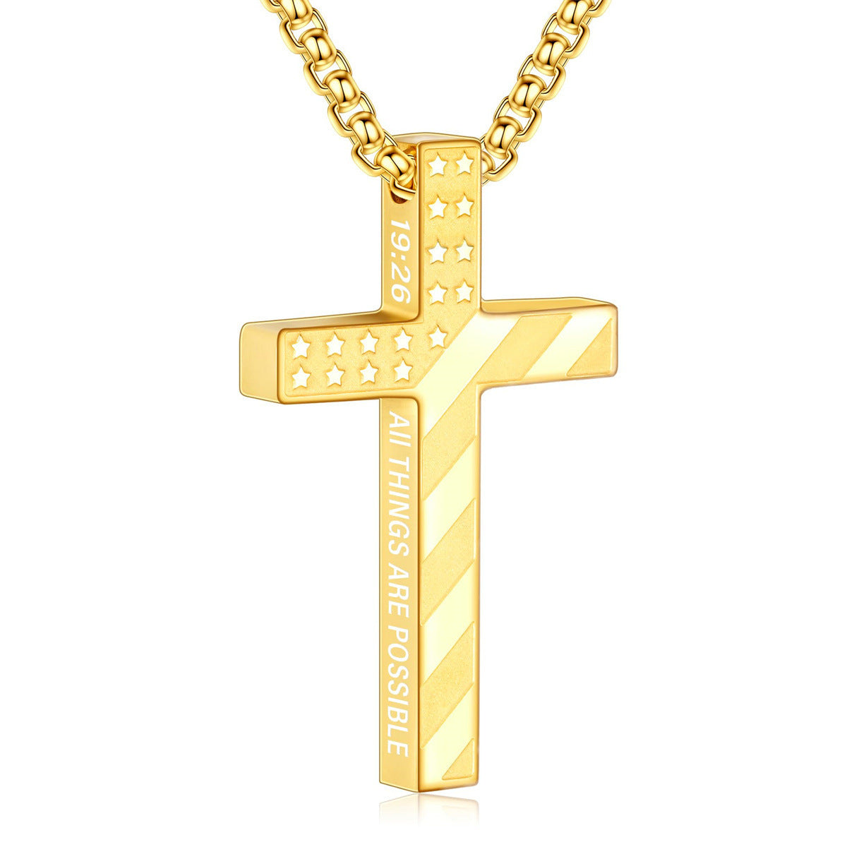 Hip-Hop Style Cross Necklace For Men And Women, Made Of Durable Titanium Steel In Silver