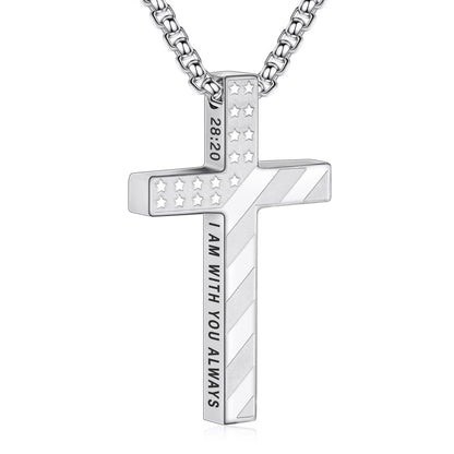 Hip-Hop Style Cross Necklace For Men And Women, Made Of Durable Titanium Steel In Silver