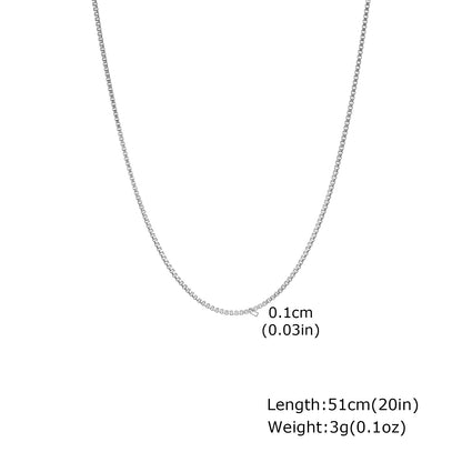 Solid Color Necklace For Unisex Featuring Waterproof Non Tarnish 201 Stainless Steel With 18K Real Gold Plated Box Chain