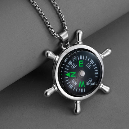 Compass Necklace For Everyday Wear In Elegant Steel Color