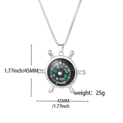 Compass Necklace For Everyday Wear In Elegant Steel Color