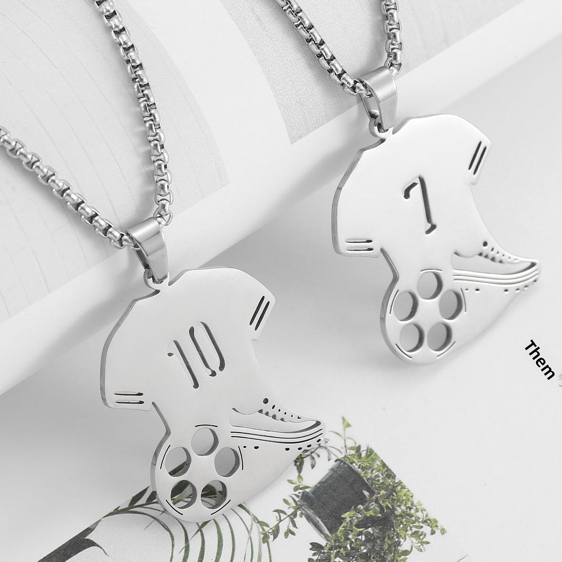 Football Player Necklace For Football World Cup Made Of Durable Titanium Steel