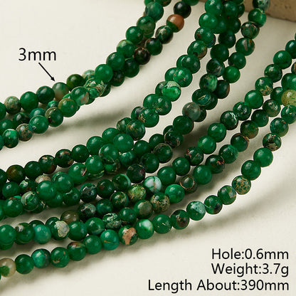 Handmade Round Smooth Imperial Jasper Natural Stone Beads With Hole Under 1mm, 1 Strand Package For Jewelry Making