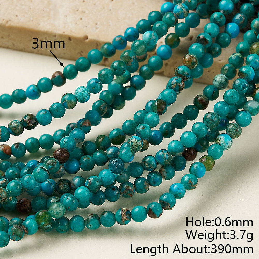 Handmade Round Smooth Imperial Jasper Natural Stone Beads With Hole Under 1mm, 1 Strand Package For Jewelry Making