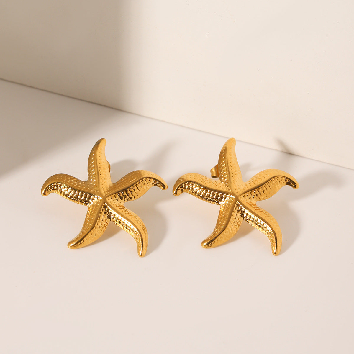 Starfish Stud Earrings For Women Featuring Electroplated 304 Stainless Steel With 18K Real Gold PVD Coated Plating