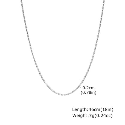 Solid Color Necklace For Unisex Featuring Waterproof Non Tarnish 201 Stainless Steel With 18K Real Gold Plated Box Chain