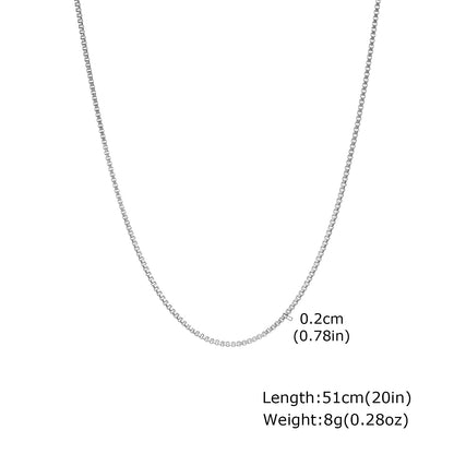 Solid Color Necklace For Unisex Featuring Waterproof Non Tarnish 201 Stainless Steel With 18K Real Gold Plated Box Chain