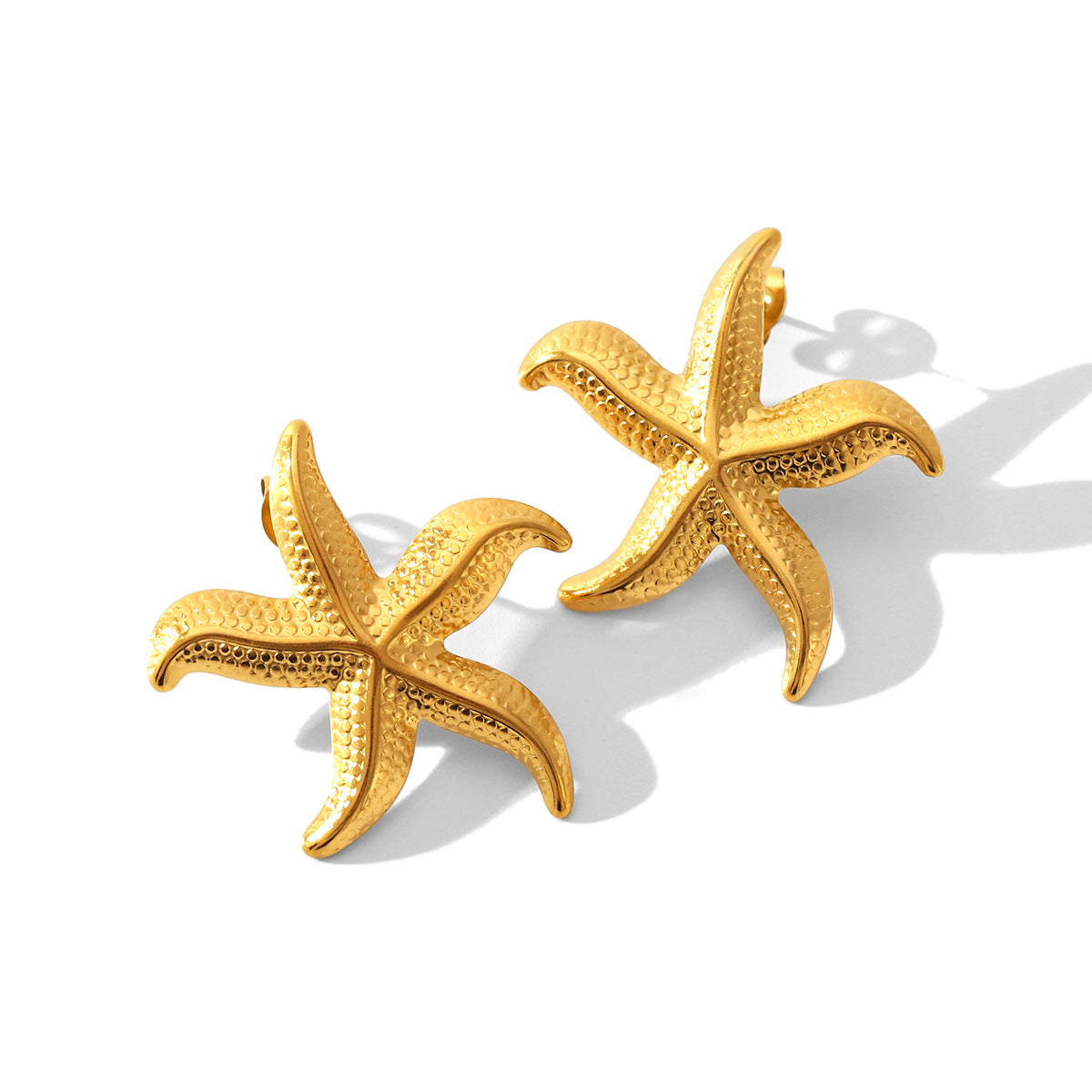 Starfish Stud Earrings For Women Featuring Electroplated 304 Stainless Steel With 18K Real Gold PVD Coated Plating