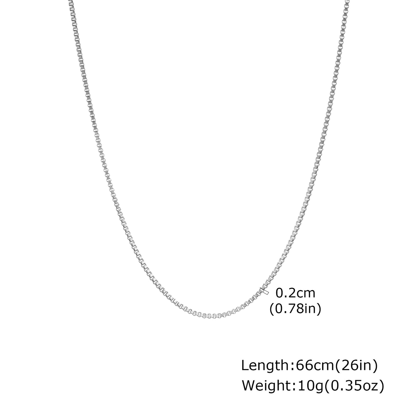 Solid Color Necklace For Unisex Featuring Waterproof Non Tarnish 201 Stainless Steel With 18K Real Gold Plated Box Chain