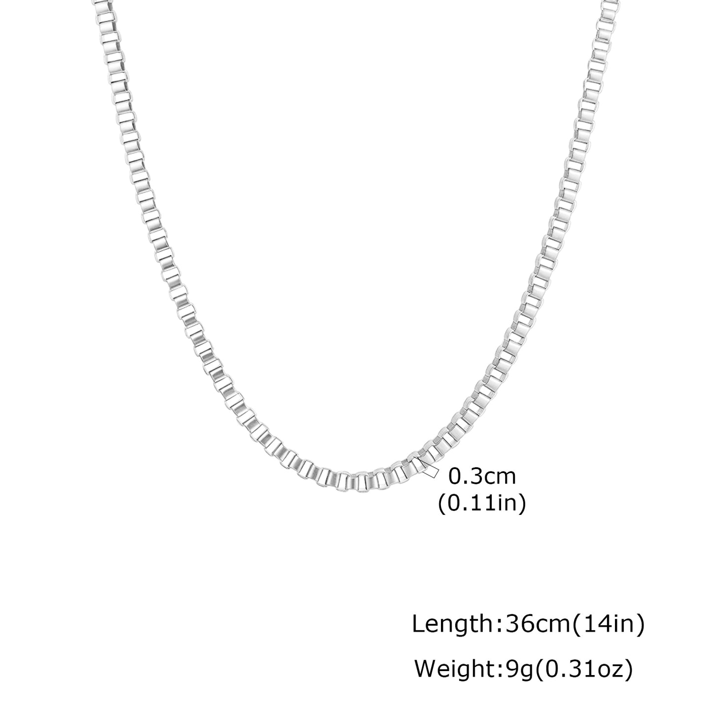 Solid Color Necklace For Unisex Featuring Waterproof Non Tarnish 201 Stainless Steel With 18K Real Gold Plated Box Chain