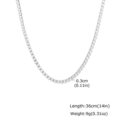 Solid Color Necklace For Unisex Featuring Waterproof Non Tarnish 201 Stainless Steel With 18K Real Gold Plated Box Chain