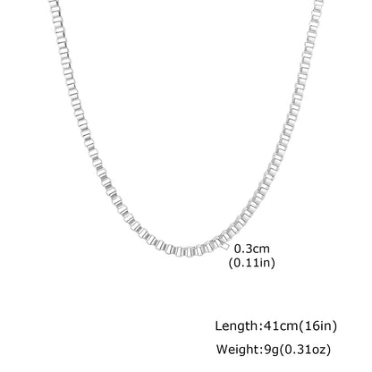 Solid Color Necklace For Unisex Featuring Waterproof Non Tarnish 201 Stainless Steel With 18K Real Gold Plated Box Chain