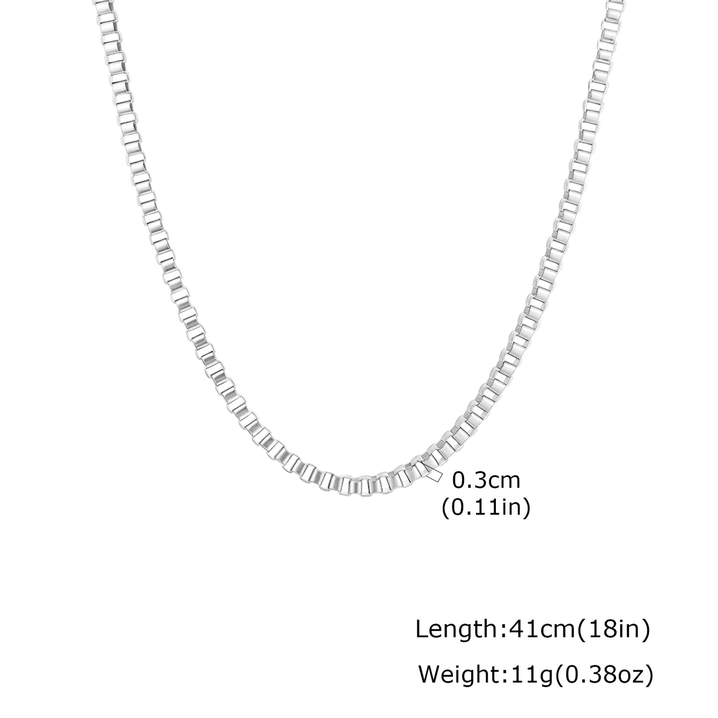 Solid Color Necklace For Unisex Featuring Waterproof Non Tarnish 201 Stainless Steel With 18K Real Gold Plated Box Chain