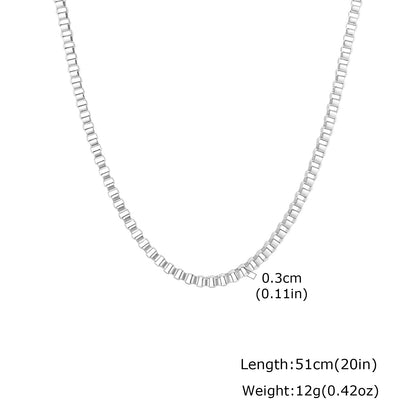 Solid Color Necklace For Unisex Featuring Waterproof Non Tarnish 201 Stainless Steel With 18K Real Gold Plated Box Chain