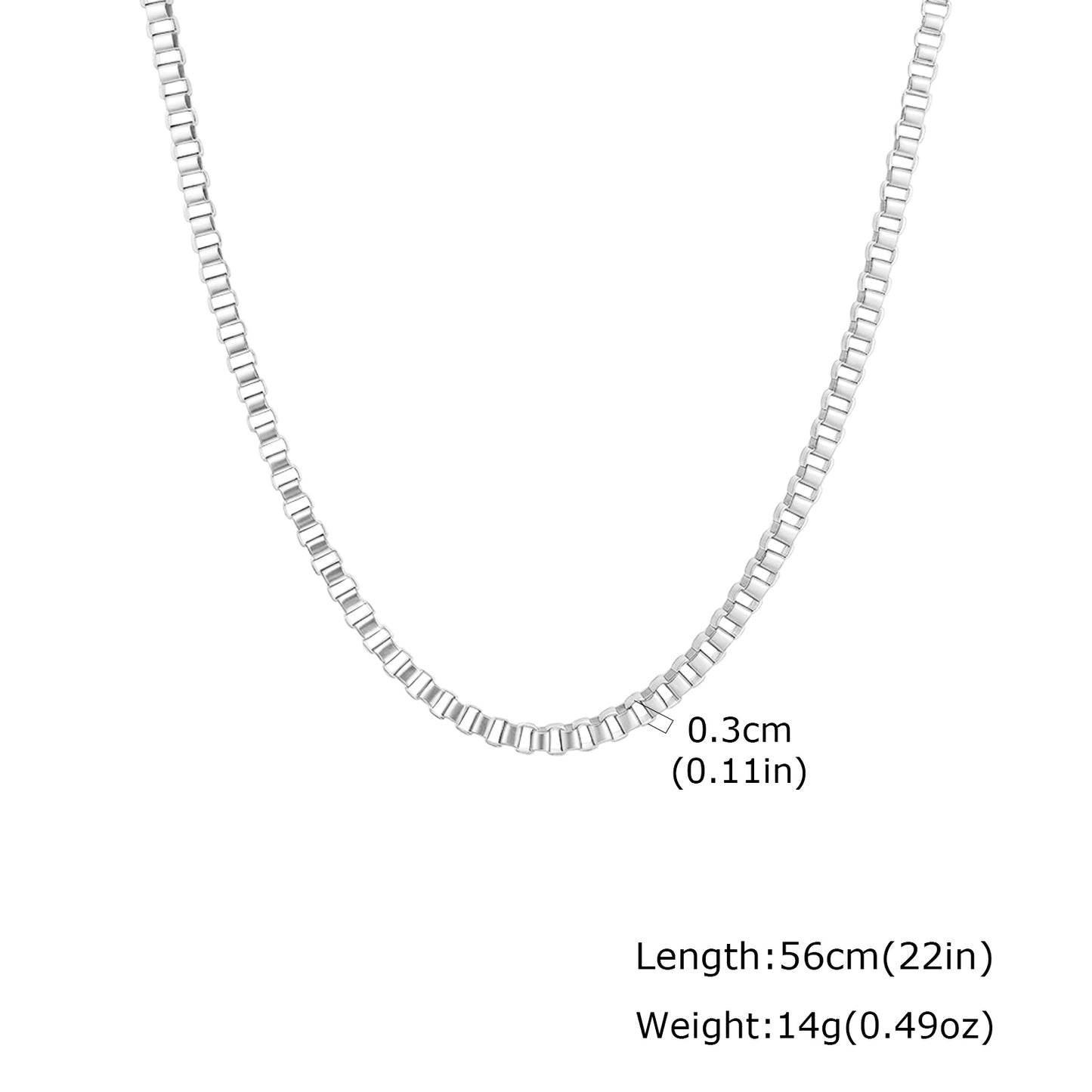 Solid Color Necklace For Unisex Featuring Waterproof Non Tarnish 201 Stainless Steel With 18K Real Gold Plated Box Chain