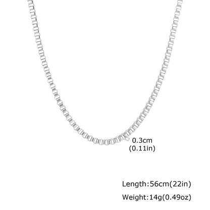 Solid Color Necklace For Unisex Featuring Waterproof Non Tarnish 201 Stainless Steel With 18K Real Gold Plated Box Chain