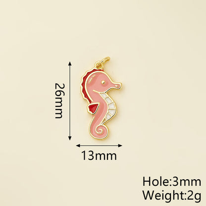 Hippocampus Pendant In Copper With 18K Real Gold Plated Electroplating, Enamel Finish And 0.05µm-0.08µm Coating Thickness, 1 Pc/Package