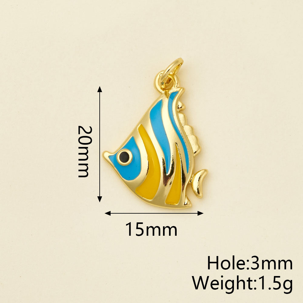 Hippocampus Pendant In Copper With 18K Real Gold Plated Electroplating, Enamel Finish And 0.05µm-0.08µm Coating Thickness, 1 Pc/Package