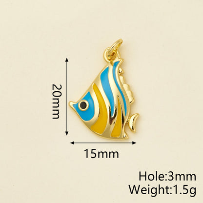 Hippocampus Pendant In Copper With 18K Real Gold Plated Electroplating, Enamel Finish And 0.05µm-0.08µm Coating Thickness, 1 Pc/Package