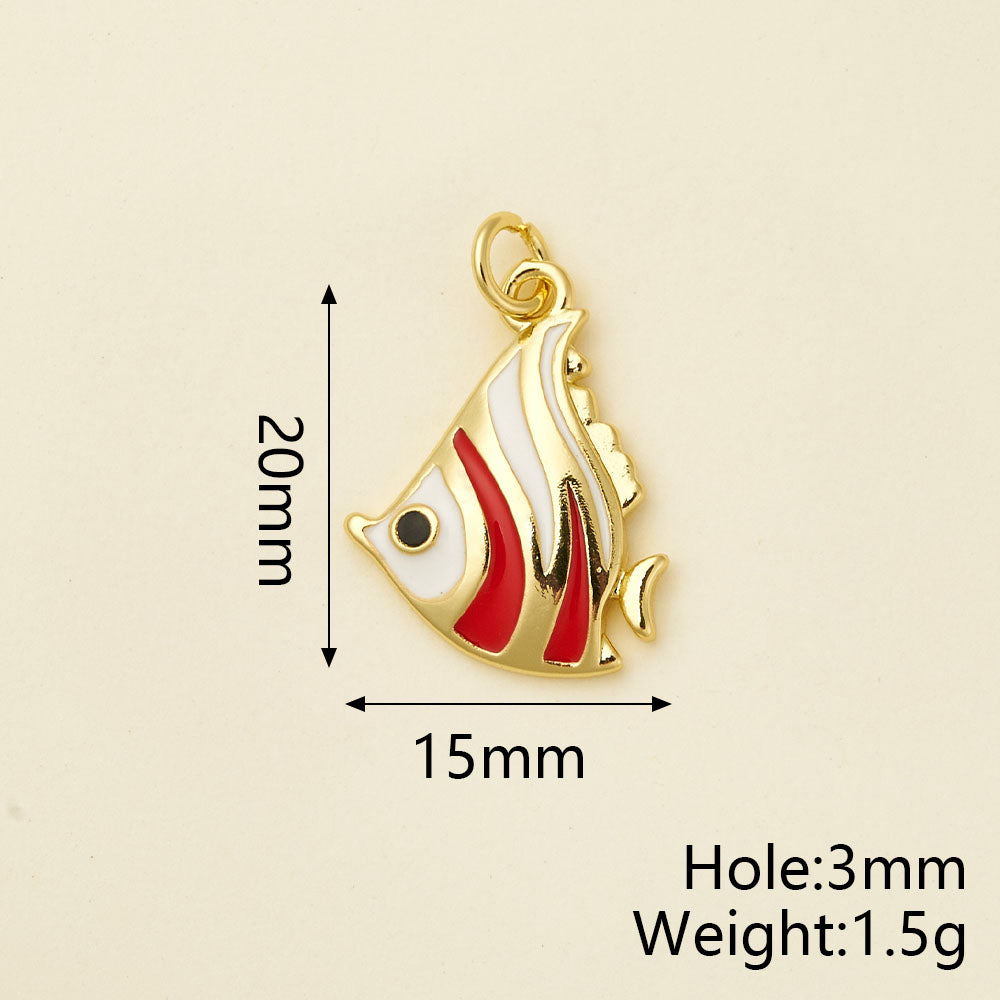Hippocampus Pendant In Copper With 18K Real Gold Plated Electroplating, Enamel Finish And 0.05µm-0.08µm Coating Thickness, 1 Pc/Package