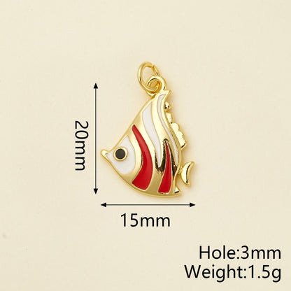 Hippocampus Pendant In Copper With 18K Real Gold Plated Electroplating, Enamel Finish And 0.05µm-0.08µm Coating Thickness, 1 Pc/Package