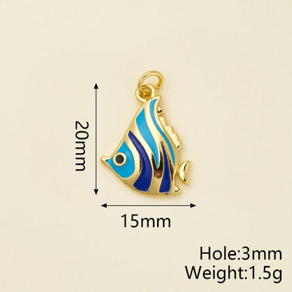 Hippocampus Pendant In Copper With 18K Real Gold Plated Electroplating, Enamel Finish And 0.05µm-0.08µm Coating Thickness, 1 Pc/Package